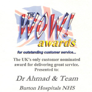 WOW! Award for outstanding customer service presented to Dr Ahmad and team